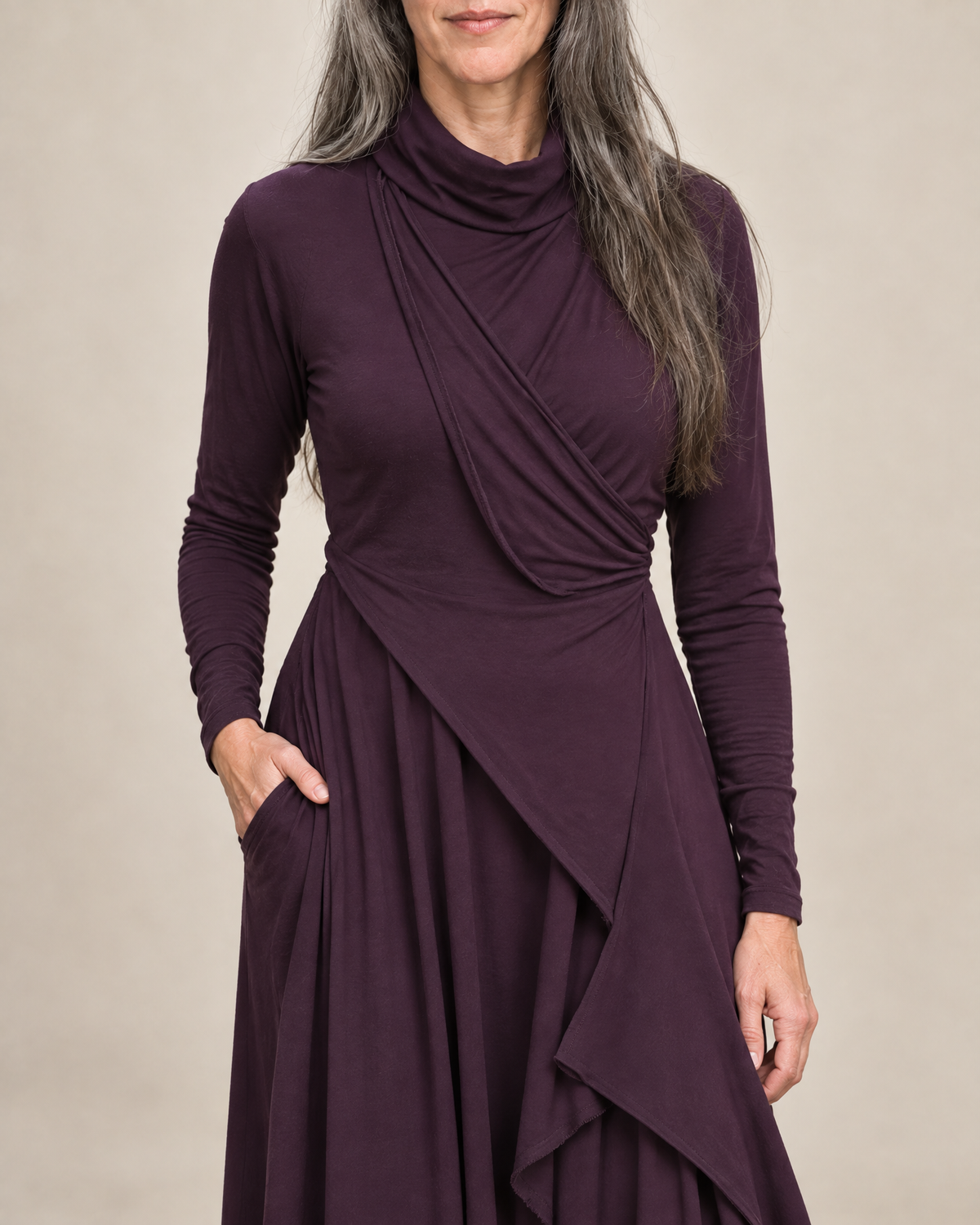 Sophie | Draped Turtleneck Maxi Dress