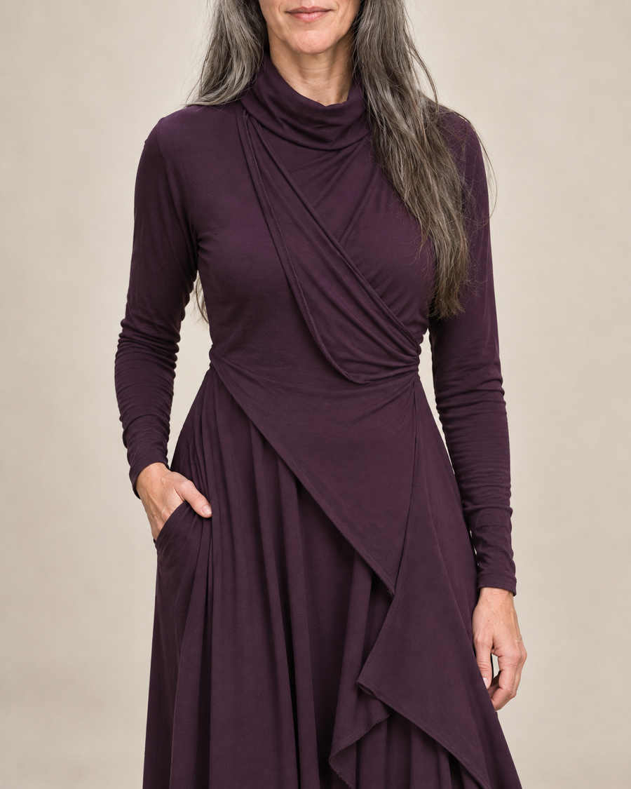 Sophie | Draped Turtleneck Maxi Dress
