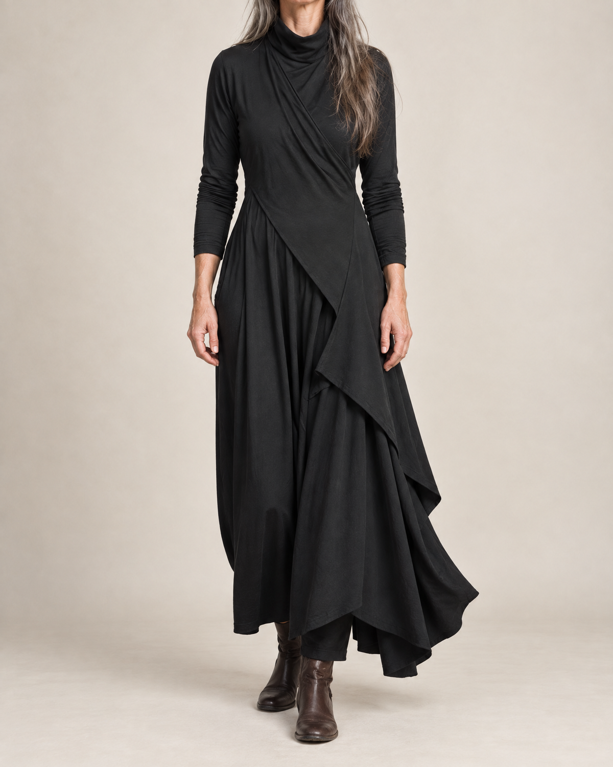 Sophie | Draped Turtleneck Maxi Dress