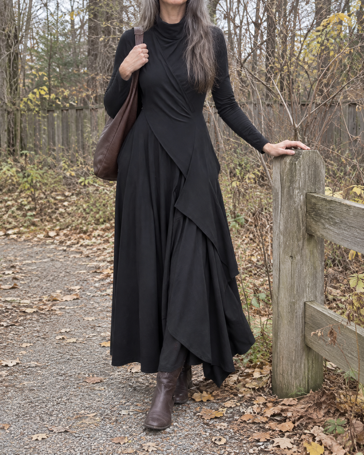 Sophie | Draped Turtleneck Maxi Dress