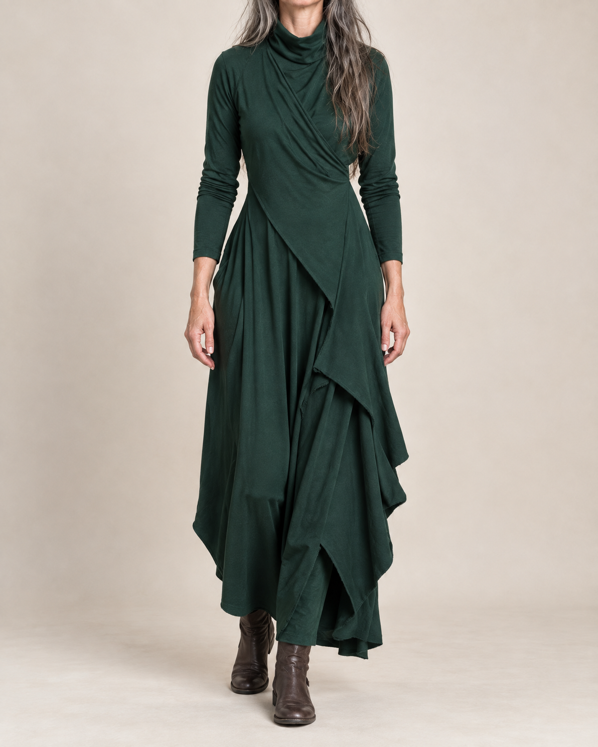 Sophie | Draped Turtleneck Maxi Dress