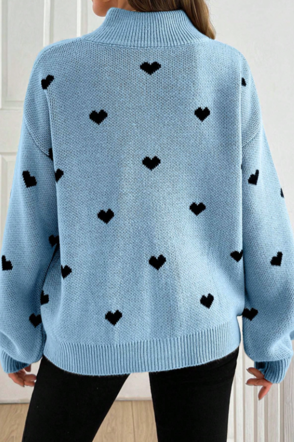 Vera | Heart Half-Zip Sweater