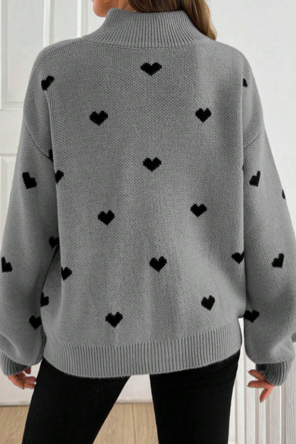 Vera | Heart Half-Zip Sweater