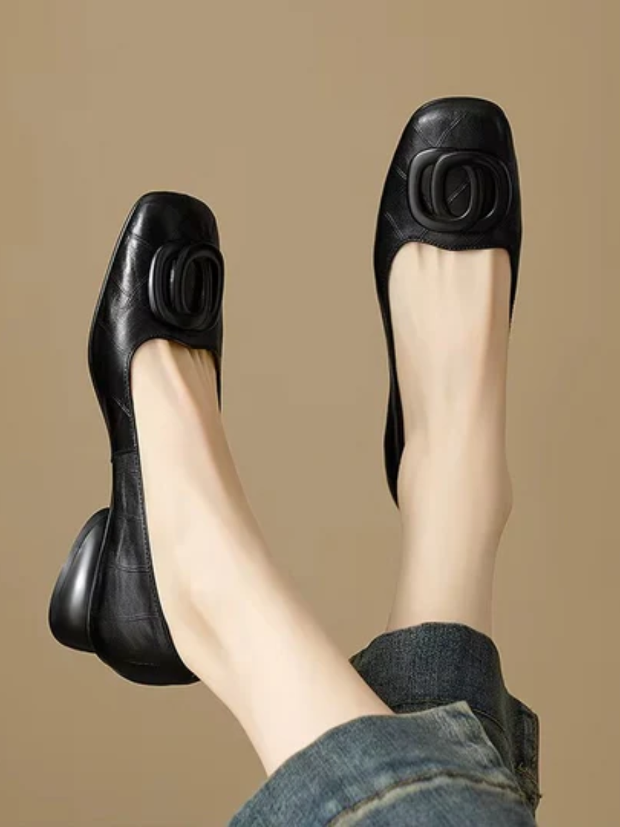 Olivia™ | Opium Leather Flats