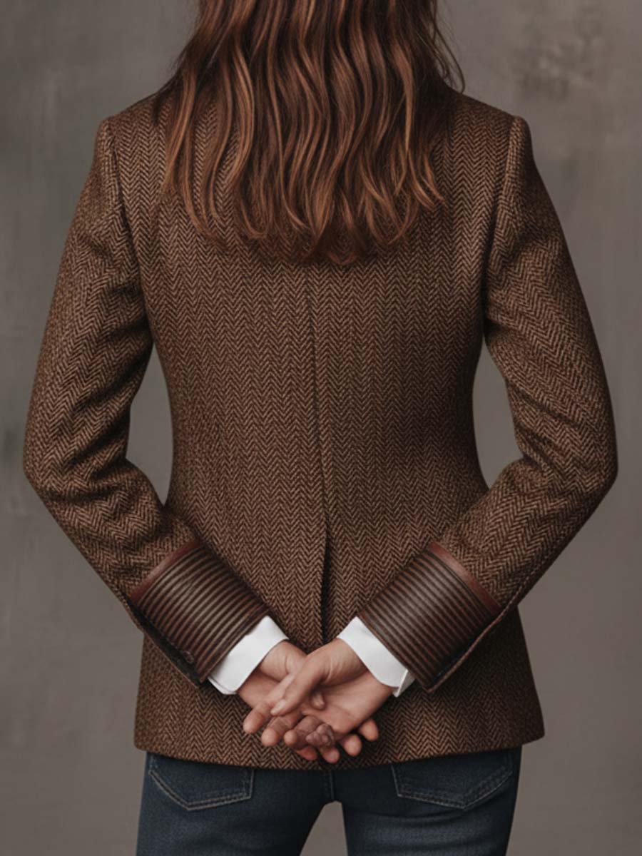 Francesca | Blazer with Printed Houndstooth Inserts