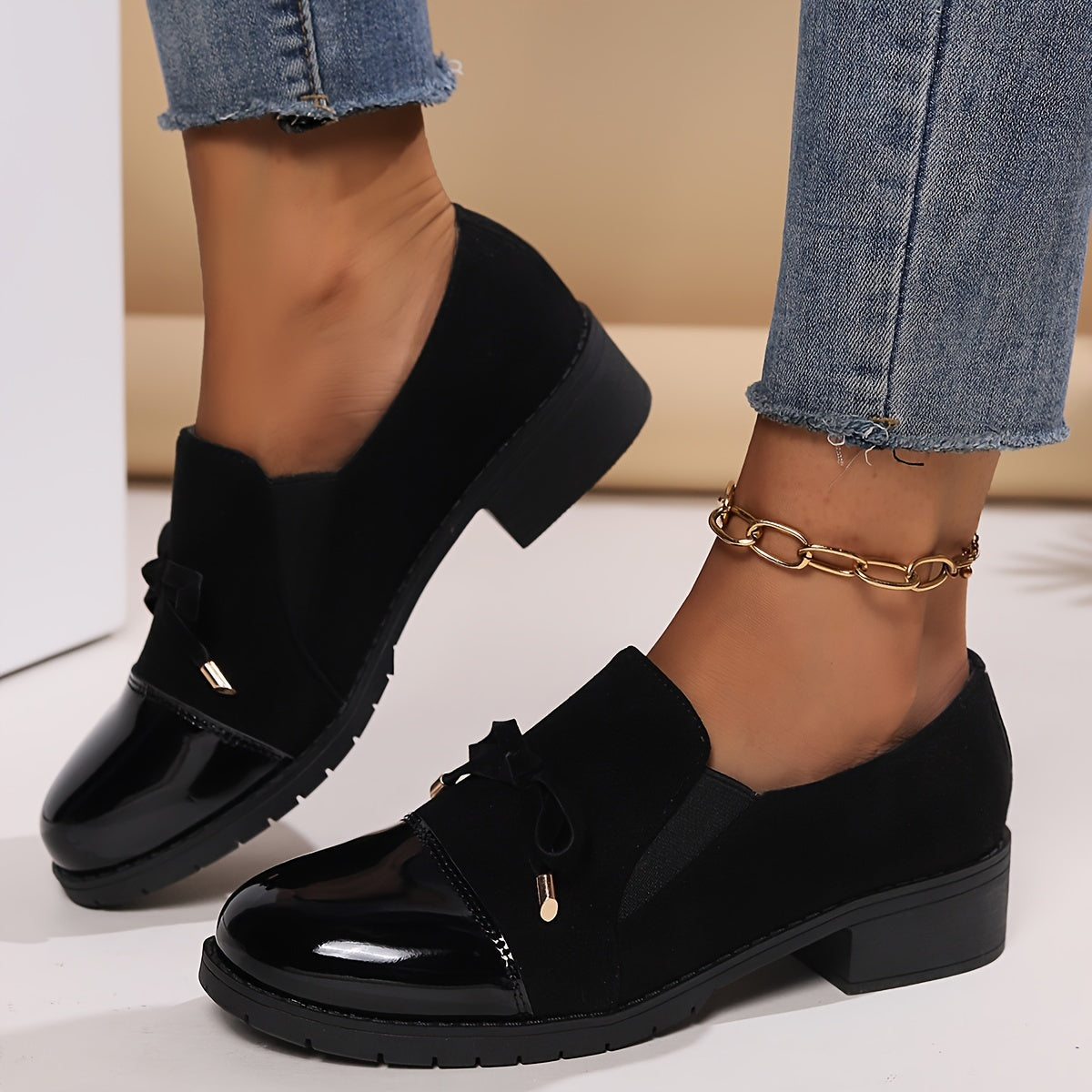Hattie™ | Patent Toe Bow Loafers