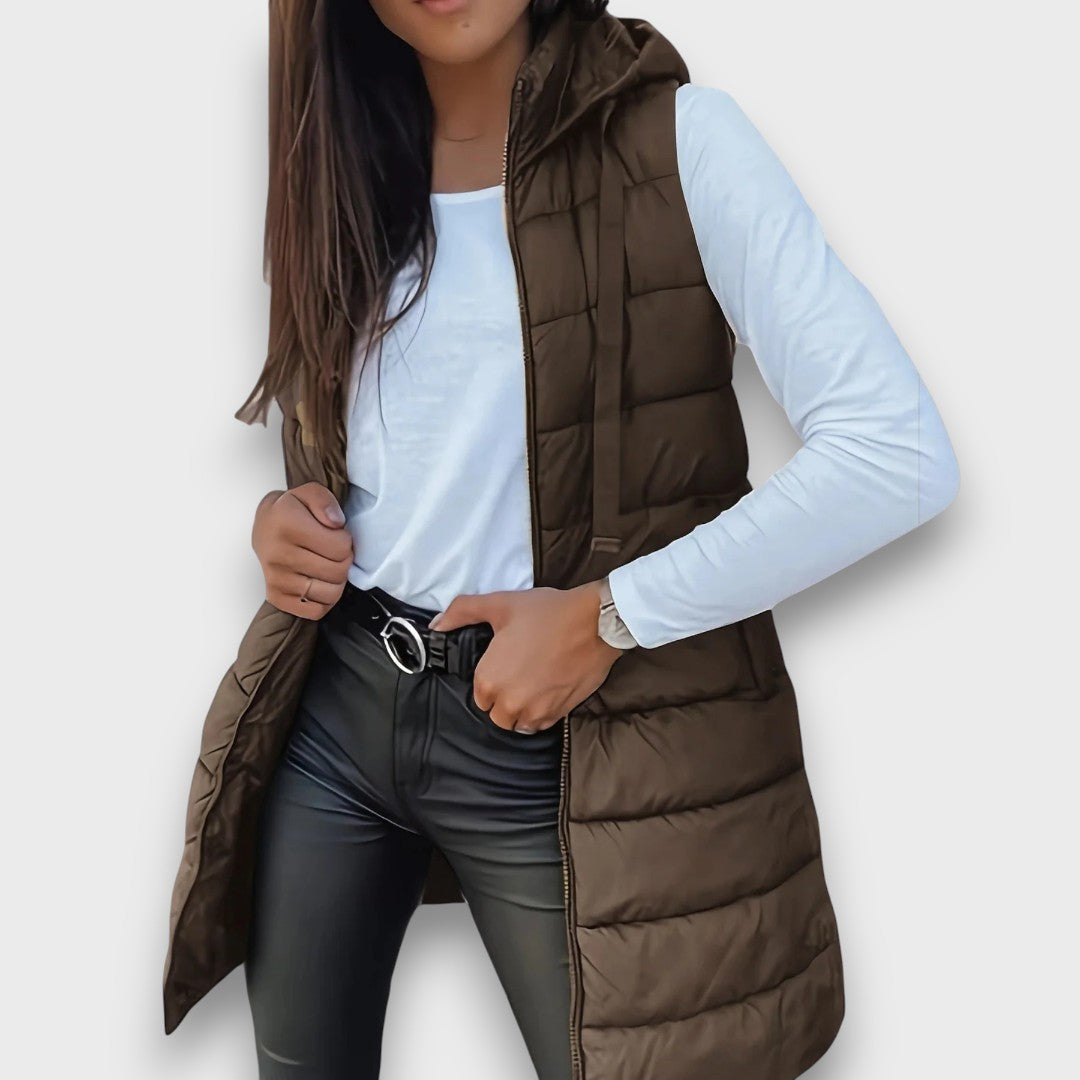 Kaira – Casual Hooded Padded Gilet without Sleeves