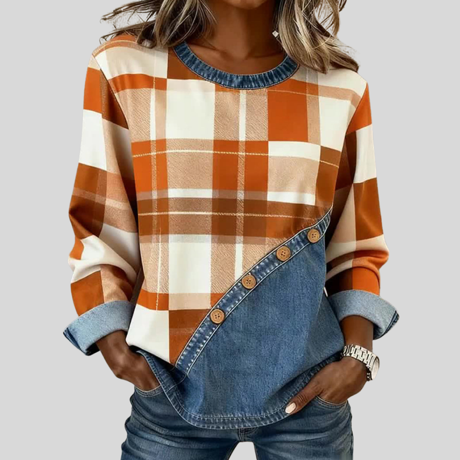 Charlene | Patchwork Long-Sleeve Top