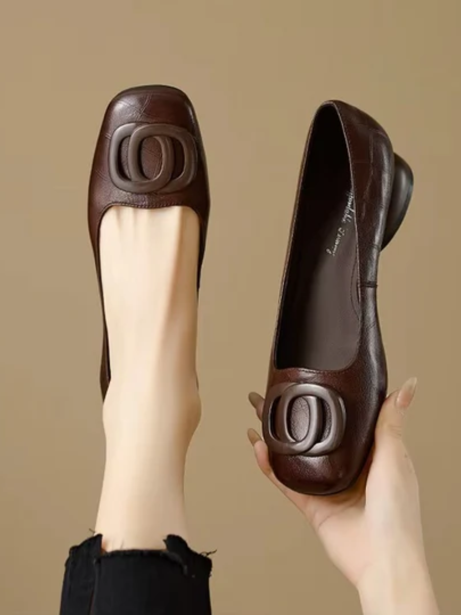 Olivia™ | Opium Leather Flats
