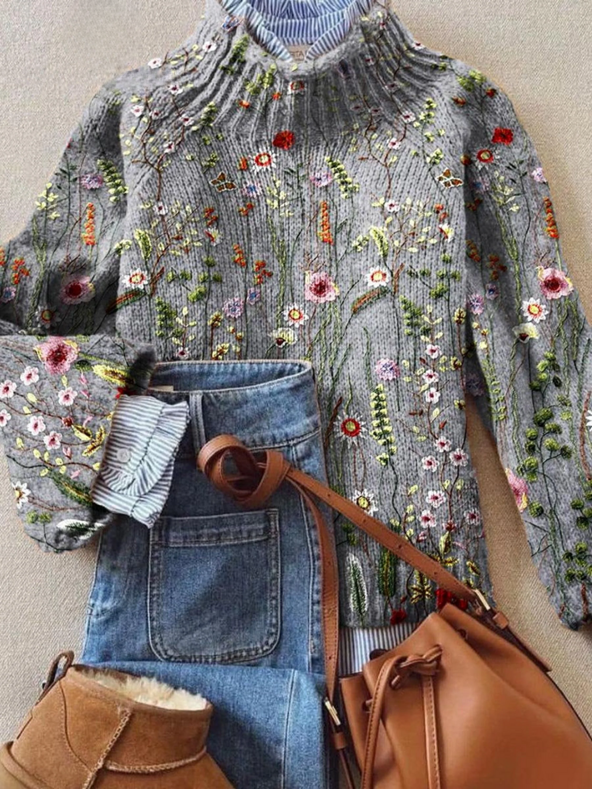 Maurine | Floral Turtleneck Sweater