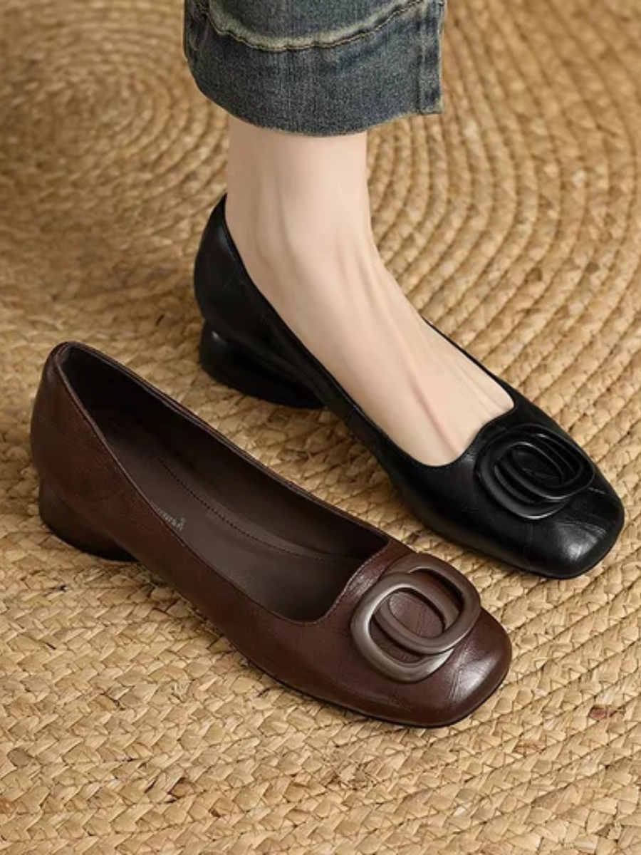 Olivia™ | Opium Leather Flats