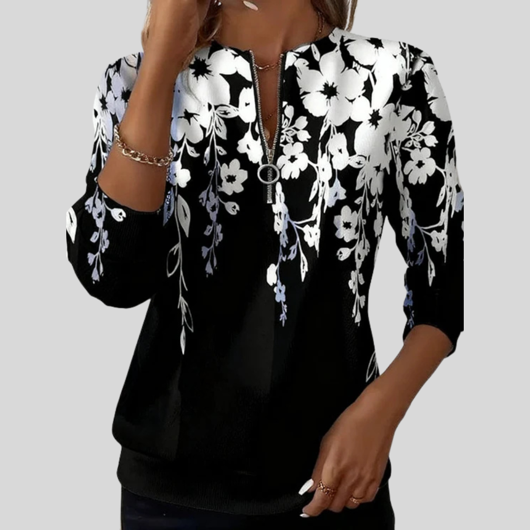 Patricia™ | Relaxed Floral Quarter-Zip Top