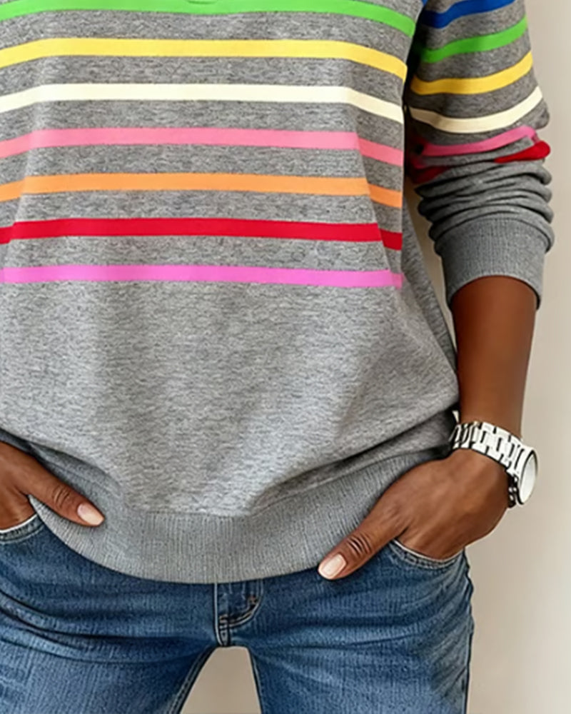 Maggie™ | Relaxed Striped Half-Zip Sweater