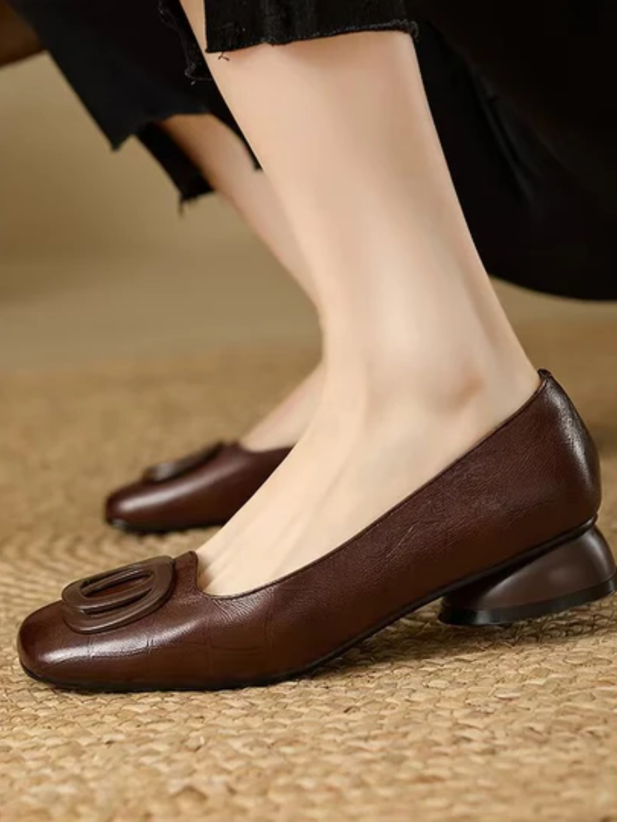 Olivia™ | Opium Leather Flats