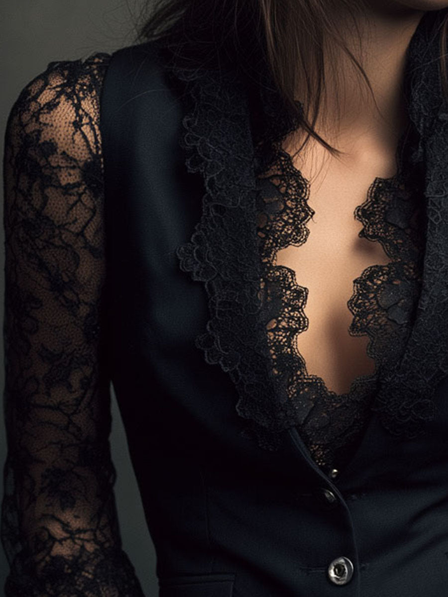 Simone™ | Elegant Sheer Sleeve Blazer