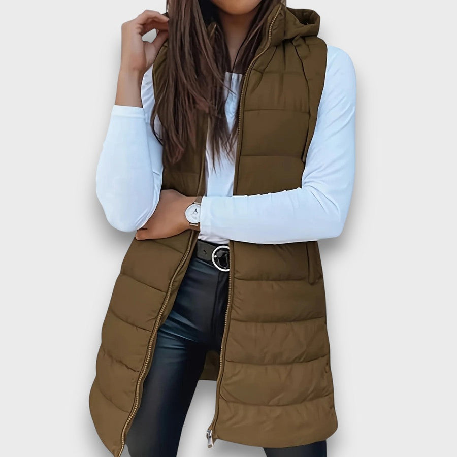 Kaira – Casual Hooded Padded Gilet without Sleeves