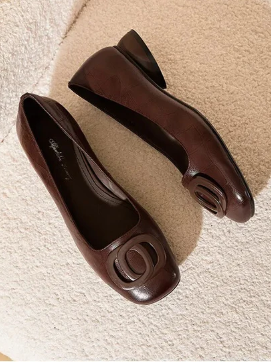 Olivia™ | Opium Leather Flats
