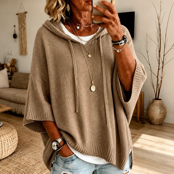 Maria | Charcoal Poncho Sweater