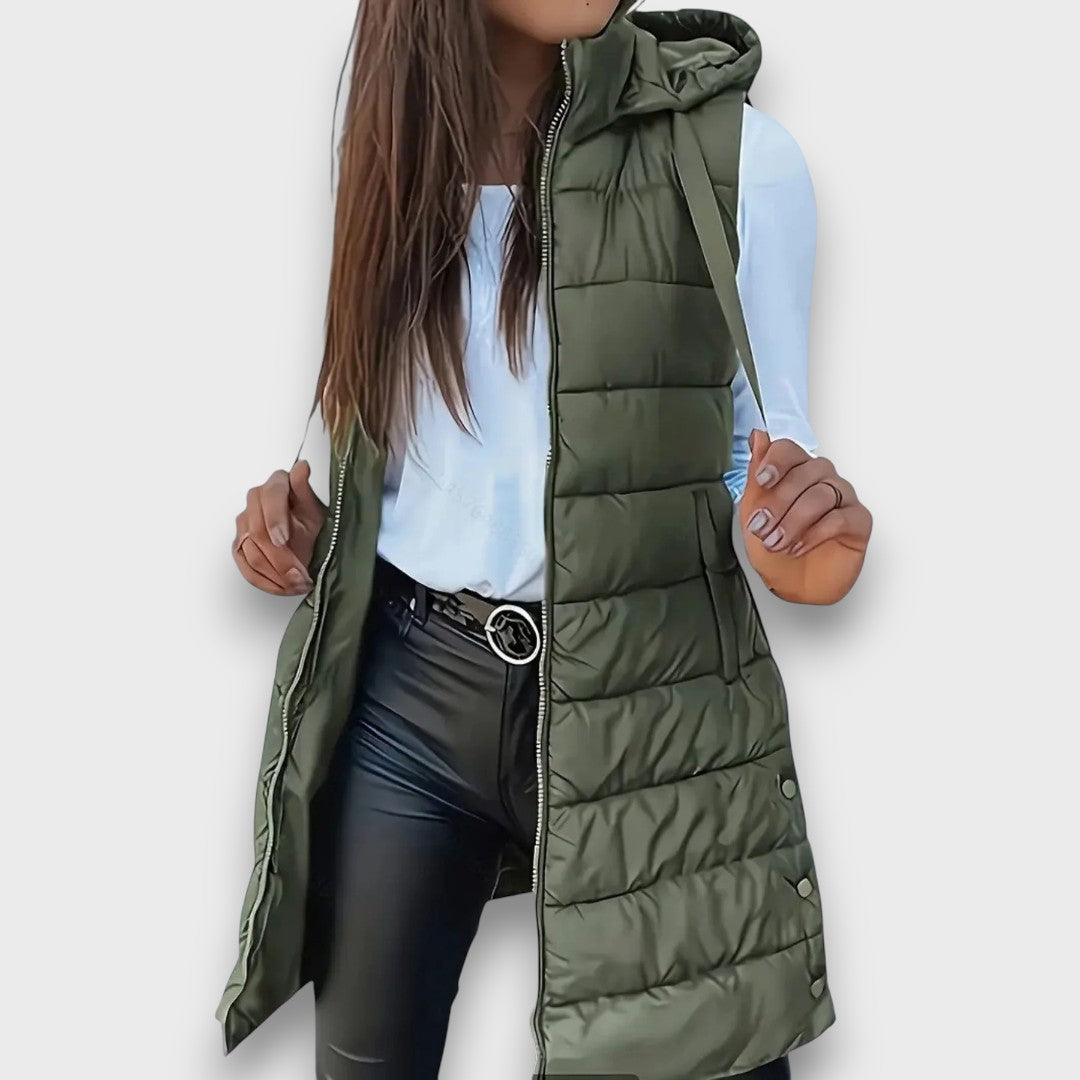 Kaira – Casual Hooded Padded Gilet without Sleeves