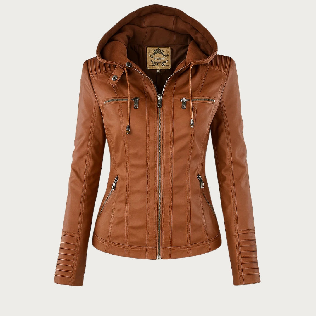 Grace™ | Elegant Hooded Moto Jacket