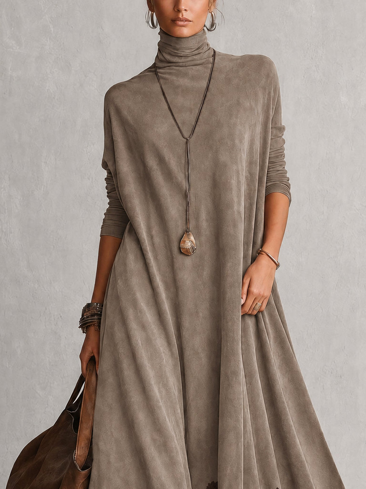 Milly | Lace-Hem Suede Maxi Dress