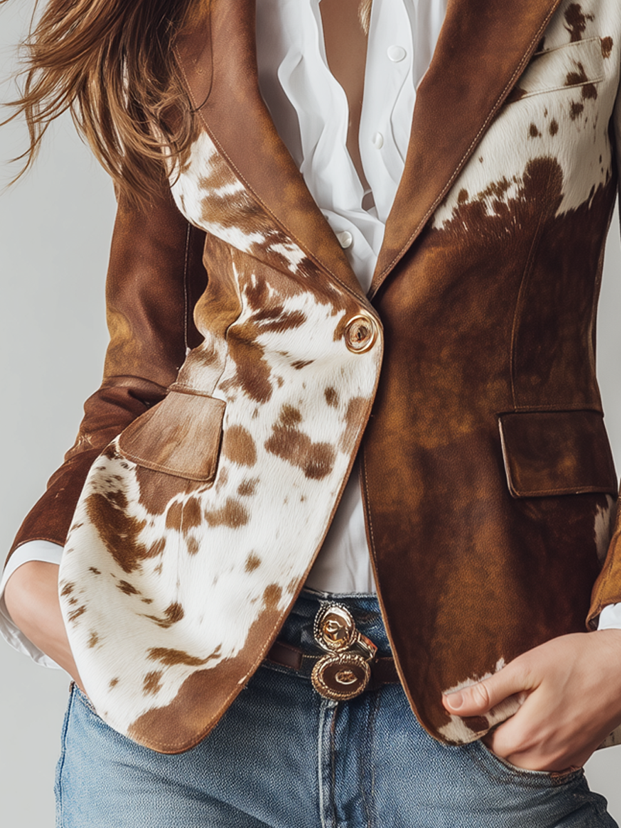 Alessia | Vintage Blazer with Cow Print Eco-Responsible