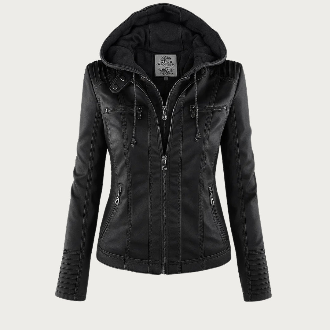 Grace™ | Elegant Hooded Moto Jacket