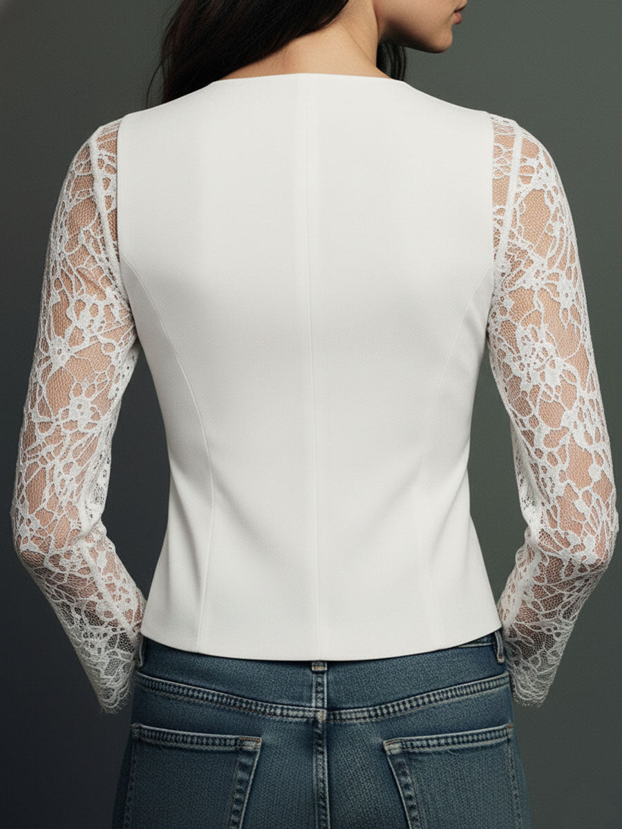 Simone™ | Elegant Sheer Sleeve Blazer