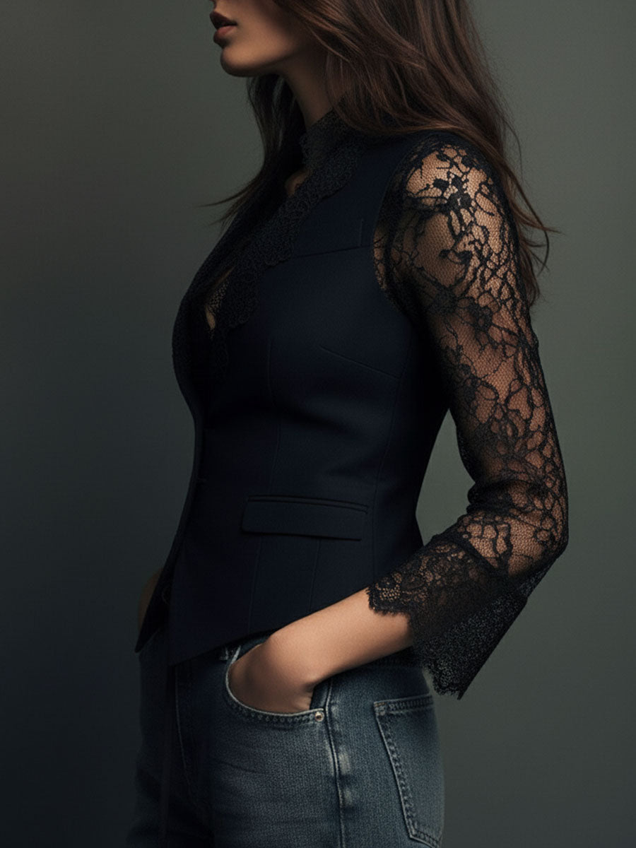 Simone™ | Elegant Sheer Sleeve Blazer
