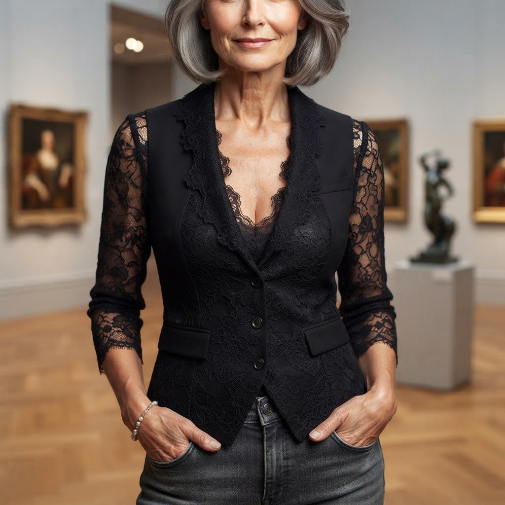 Simone™ | Elegant Sheer Sleeve Blazer