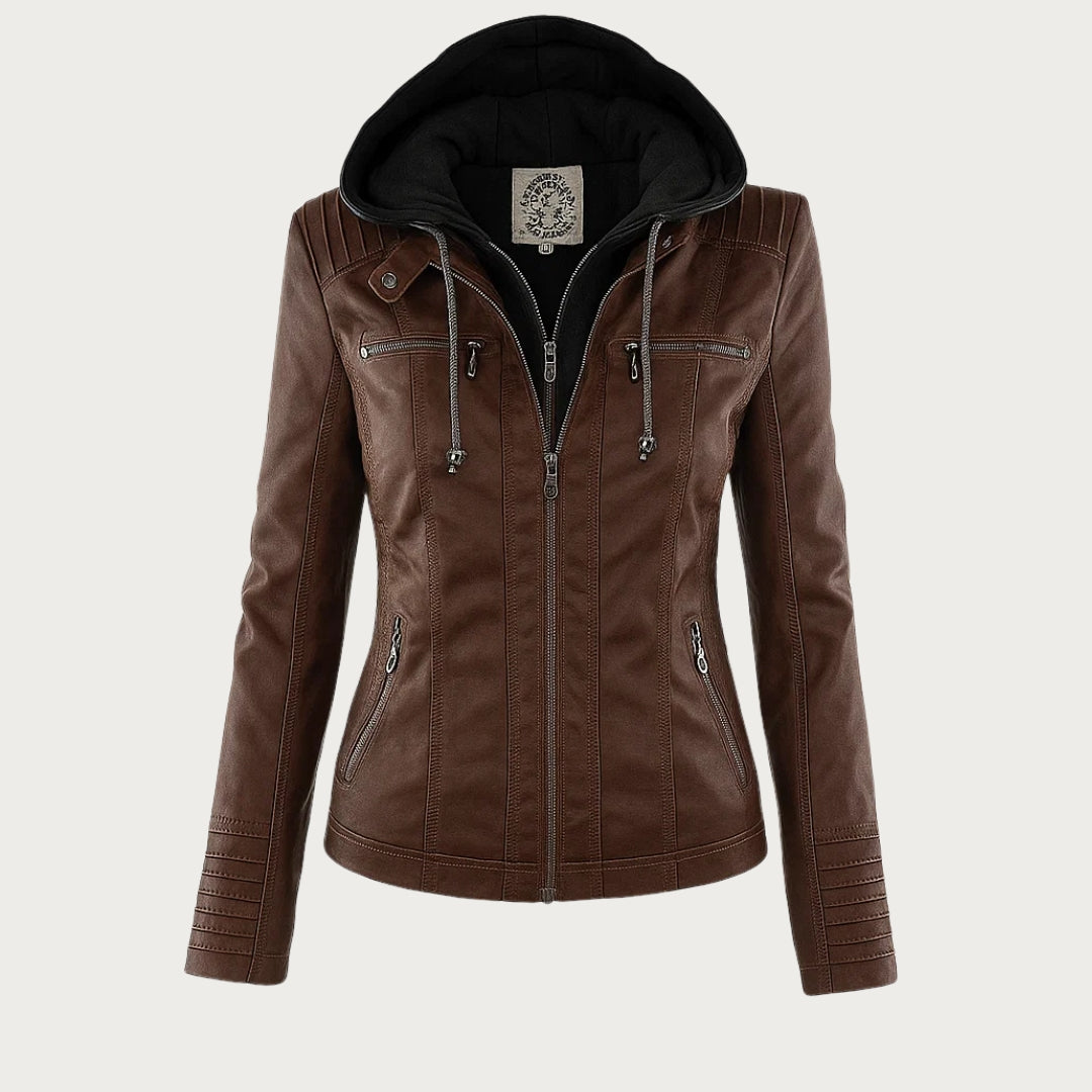 Grace™ | Elegant Hooded Moto Jacket