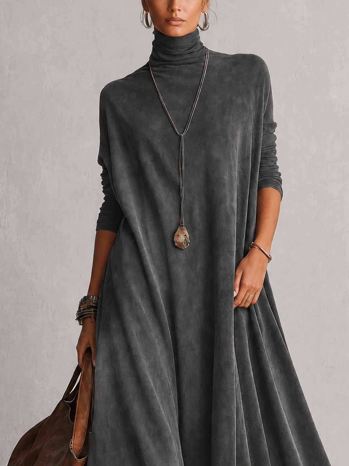 Milly | Lace-Hem Suede Maxi Dress