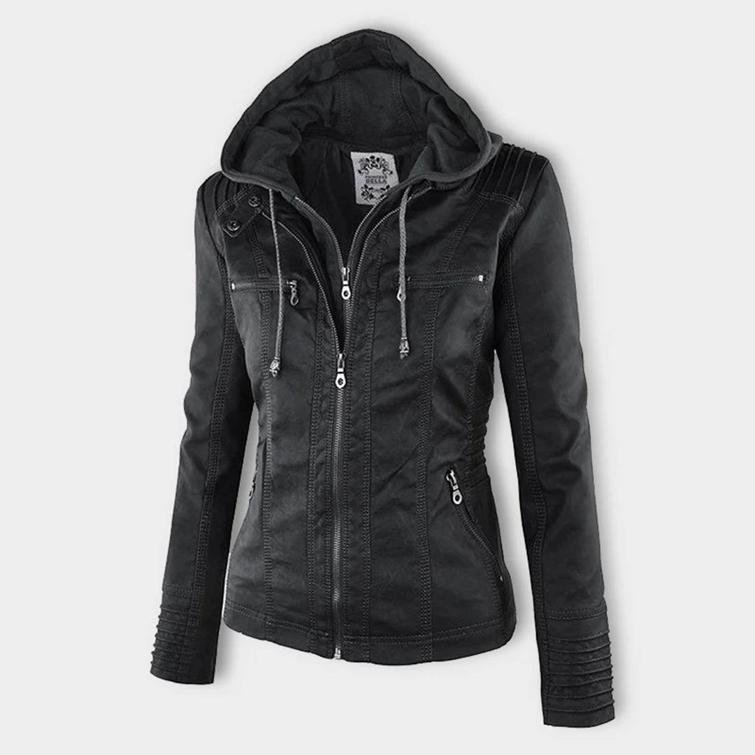 Grace™ | Elegant Hooded Moto Jacket
