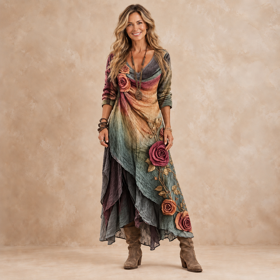 Mary | Layered Floral Maxi Dress
