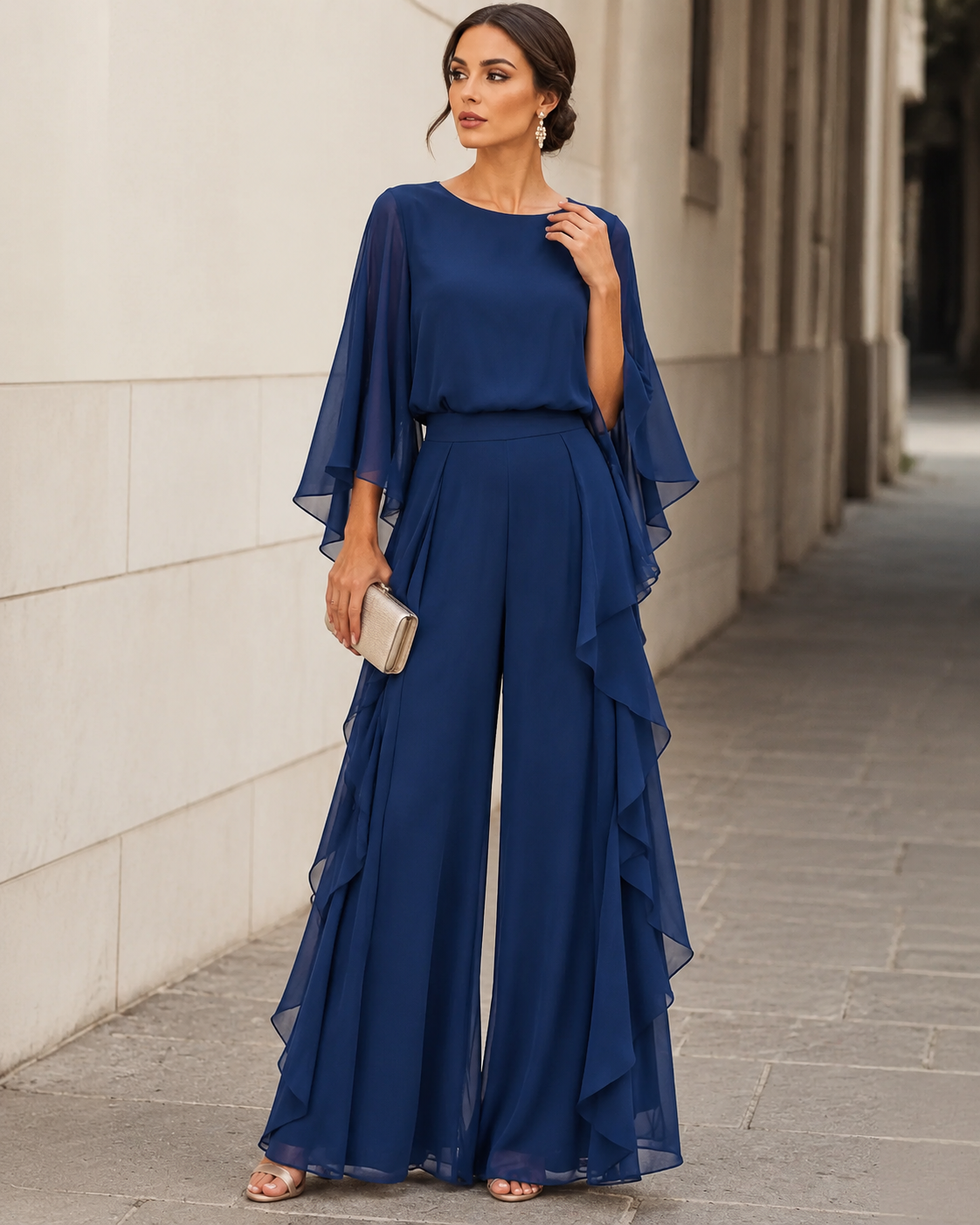 Eleanor | Elegant Cape Sleeve Two-Piece Set