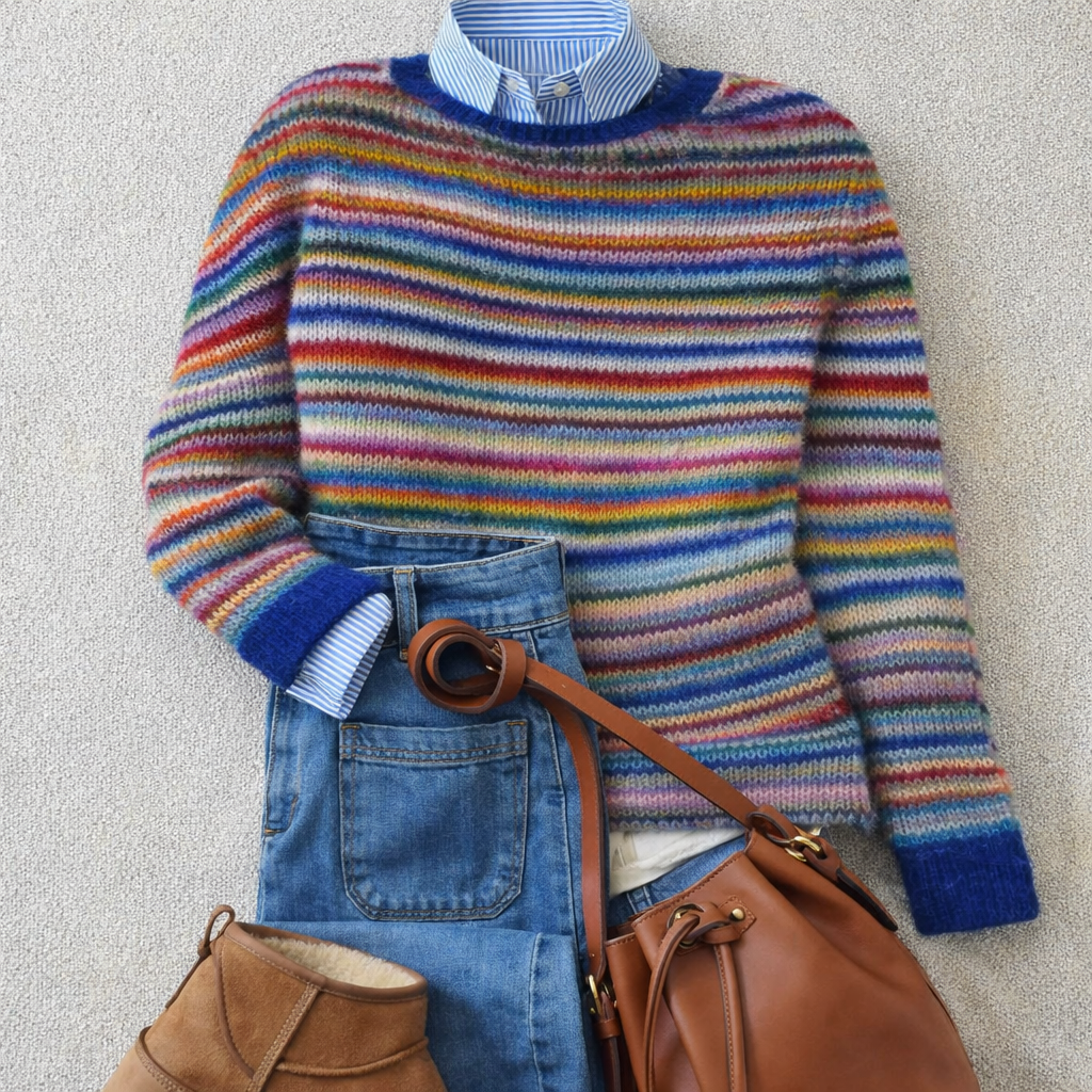 Rainbow Stripe Knit Sweater Brenda