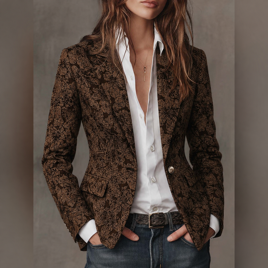 Loretta | Jacquard Blazer in Cashmere Fitted