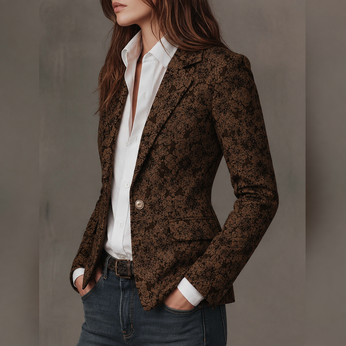 Loretta | Jacquard Blazer in Cashmere Fitted