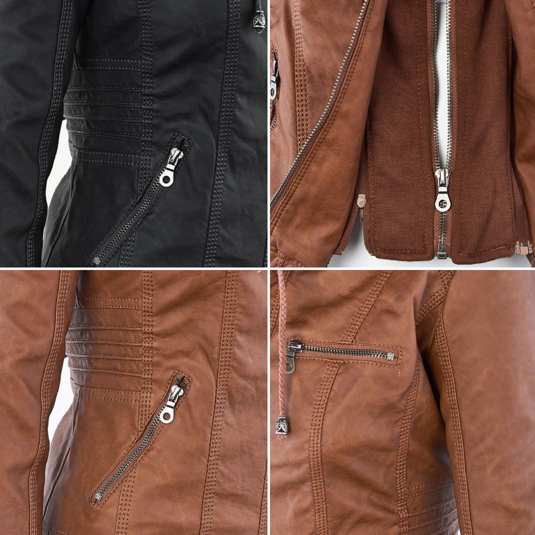 Grace™ | Elegant Hooded Moto Jacket