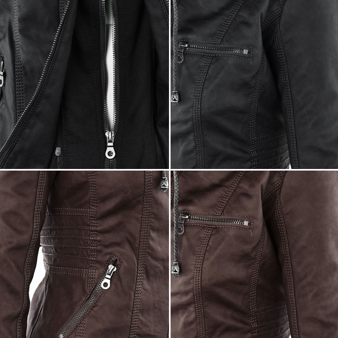 Grace™ | Elegant Hooded Moto Jacket