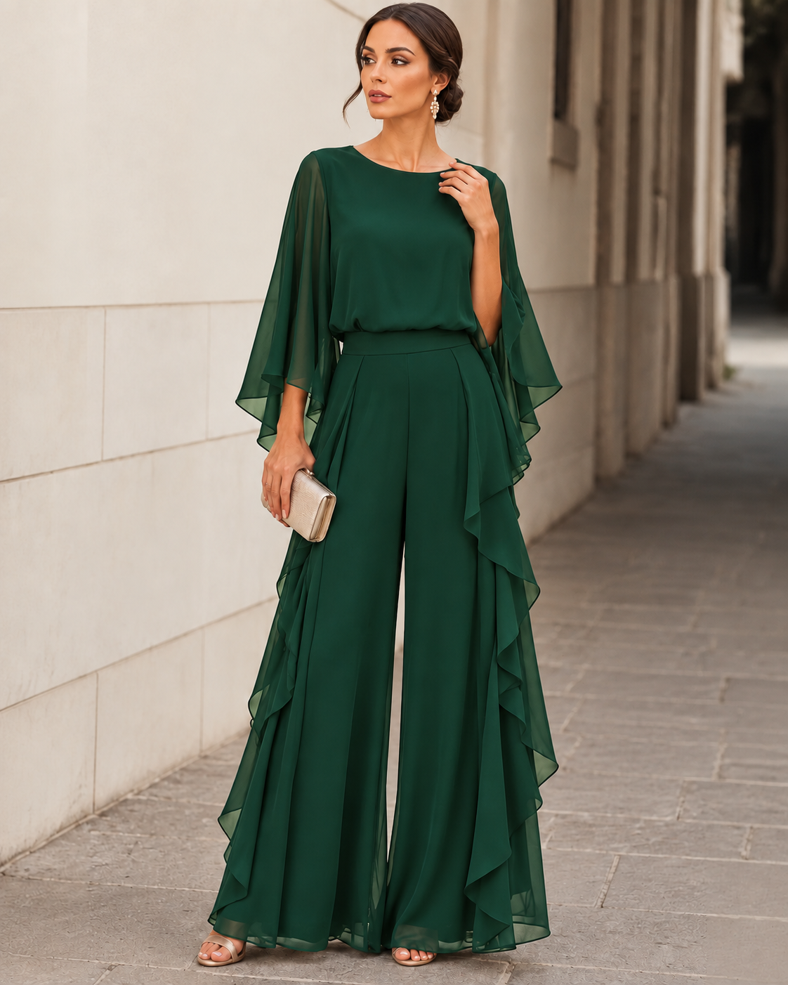 Eleanor | Elegant Cape Sleeve Two-Piece Set