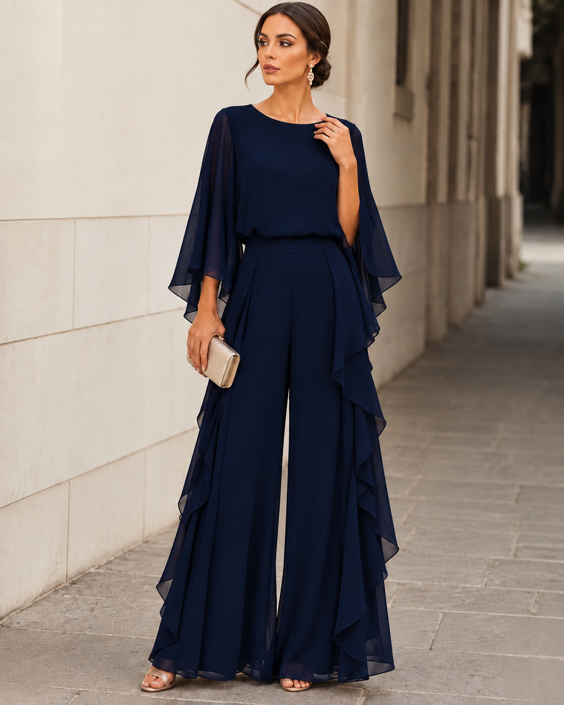 Eleanor | Elegant Cape Sleeve Two-Piece Set