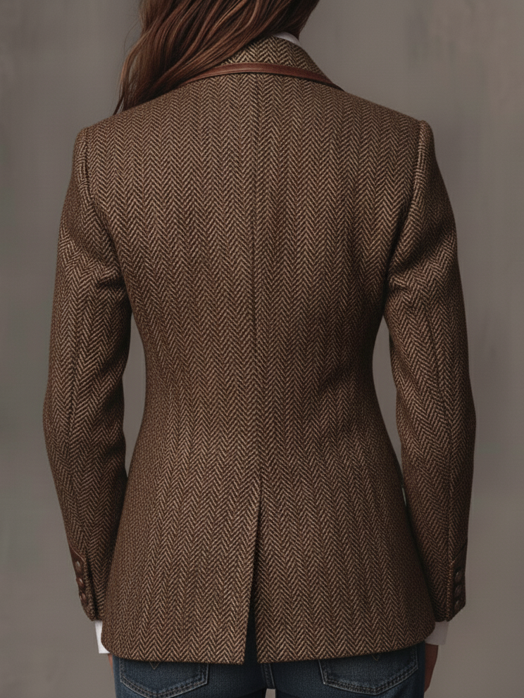Francesca | Blazer with Printed Houndstooth Inserts