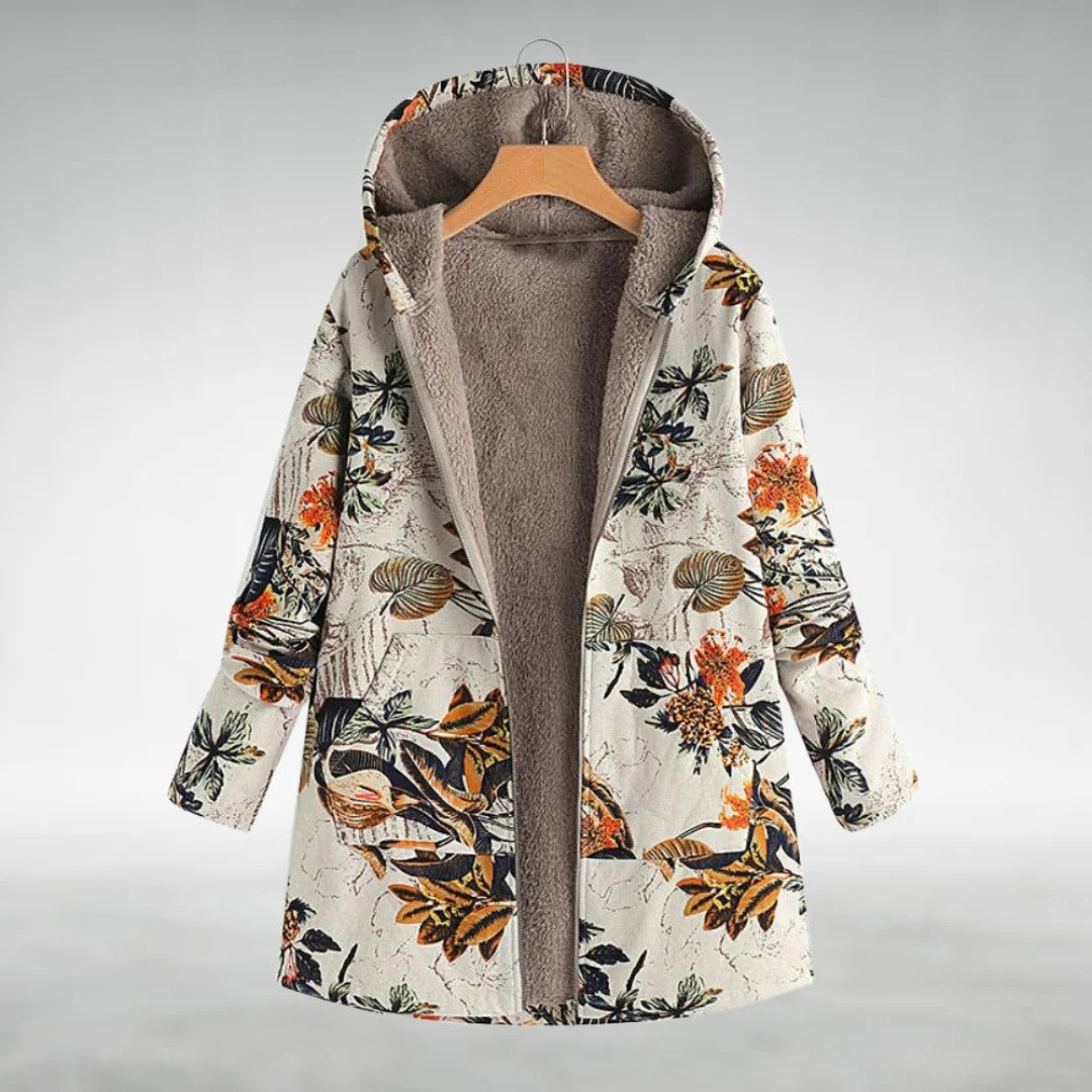 Rosemary | Cozy Floral Hooded Coat