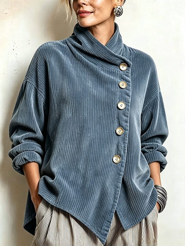 Colette | Relaxed Diagonal Button Sweater