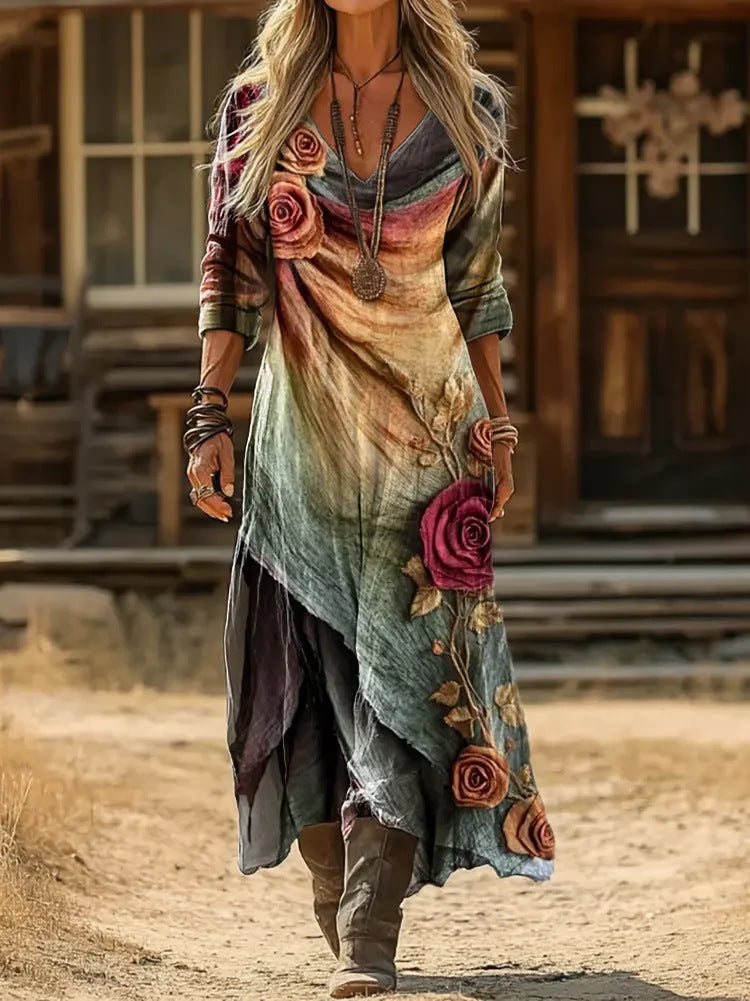 Mary | Layered Floral Maxi Dress