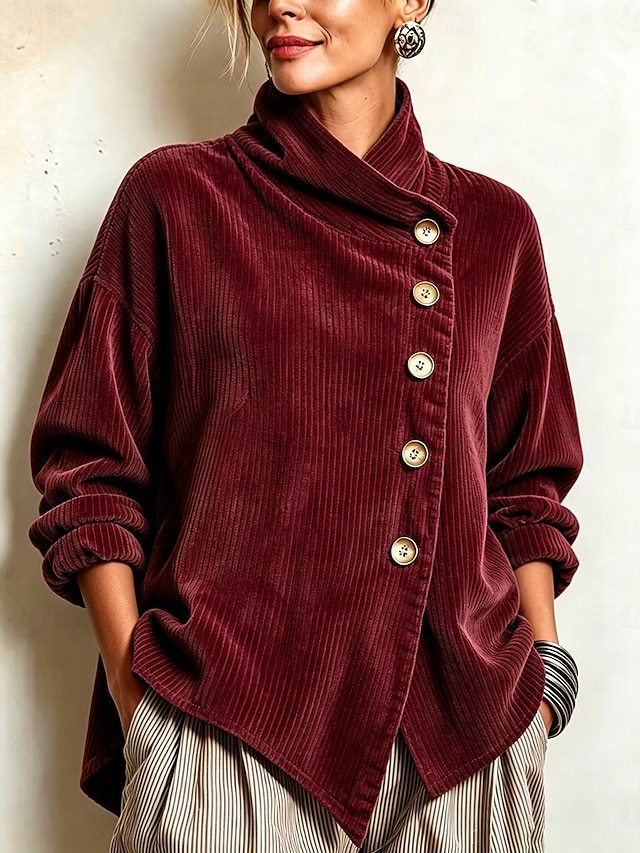 Colette | Relaxed Diagonal Button Sweater