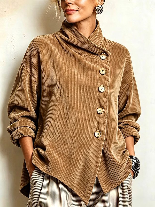 Colette | Relaxed Diagonal Button Sweater