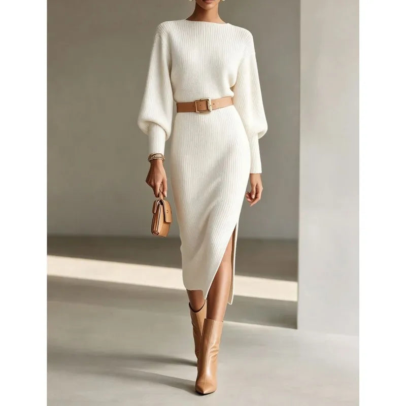 Lynn | Ribbed Knit Midi Dress