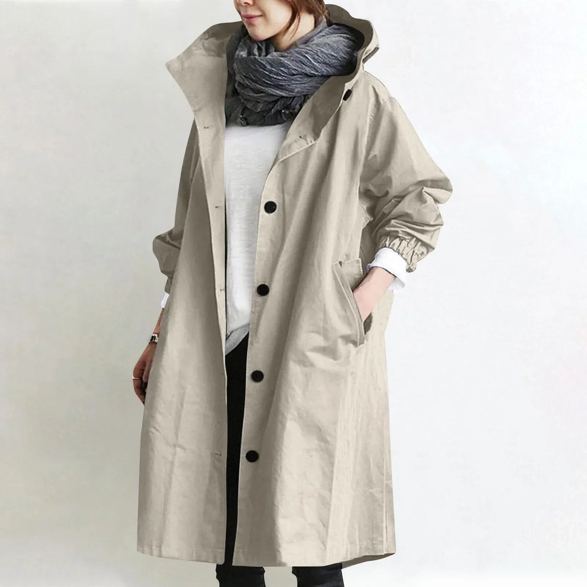 Audrey™ | Elegant Hooded Trench Coat